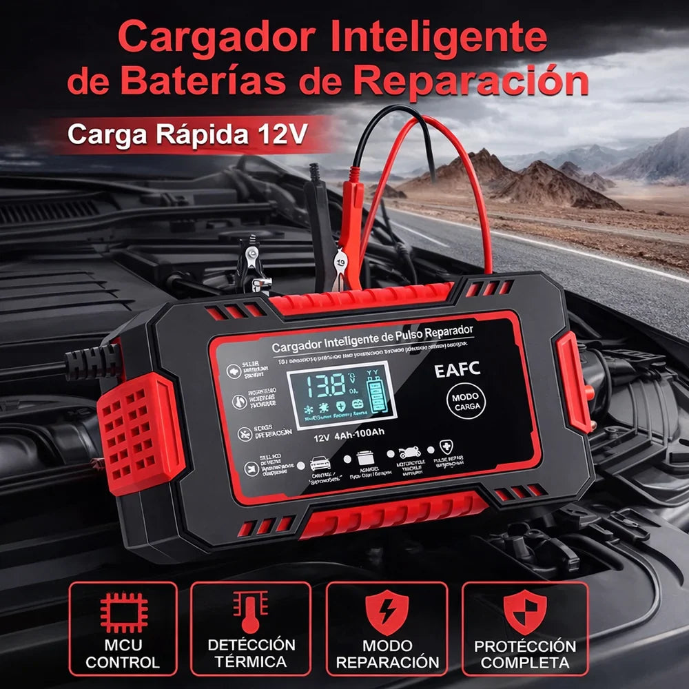 Cargador Inteligente de Baterías 12V con Función de Reparación
