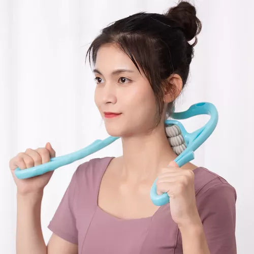 MASAJEADOR DE CUELLO ENROLLABLE CON BOLAS, Alivia el dolor y corrige la postura