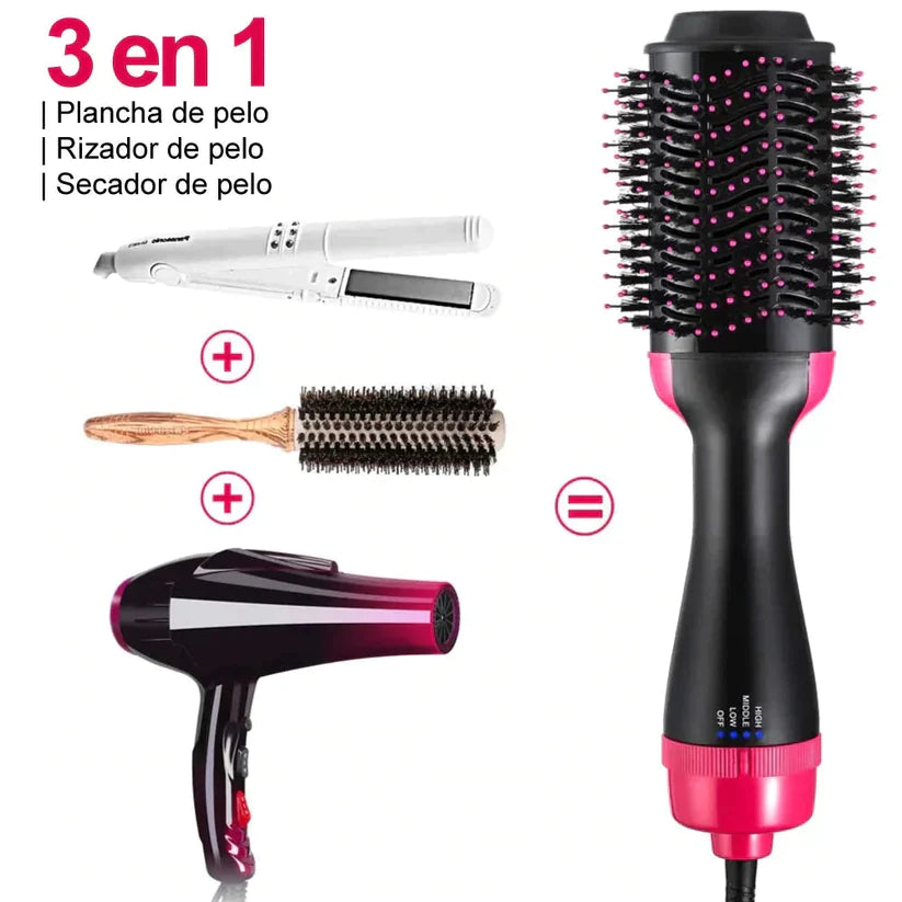 Cepillo Secador Voluminizador 3 en 1 Profesional Max®, Efecto Volumen de Salón