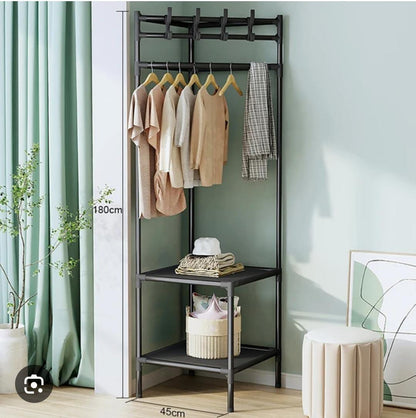 Organizador de Ropa Esquinero TM3 - Perchero Metálico 180×45 cm con Estantes
