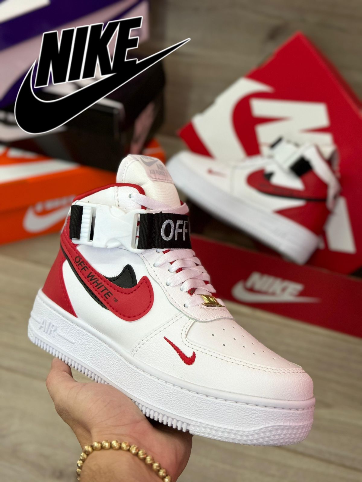 Bota Nike OFF WHITE Just Do It Femenina - con Forro Licron y Suela Ultraliviana