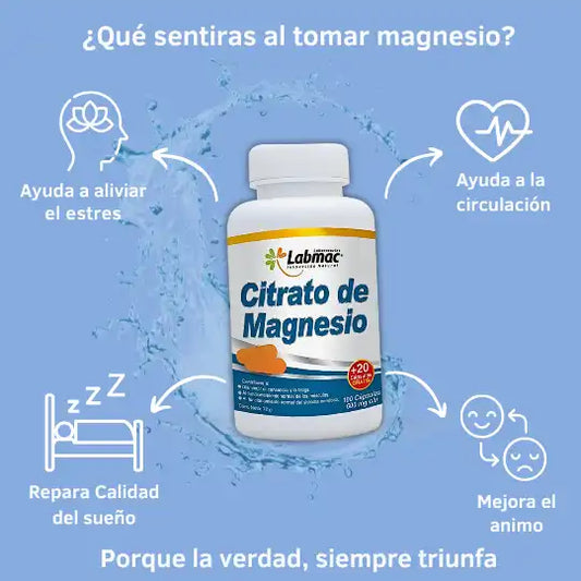 Citrato de Magnesio Concentrado MagMax, Desbloquea tu Verdadero Potencial. Importado Americano, 100 Capsulas