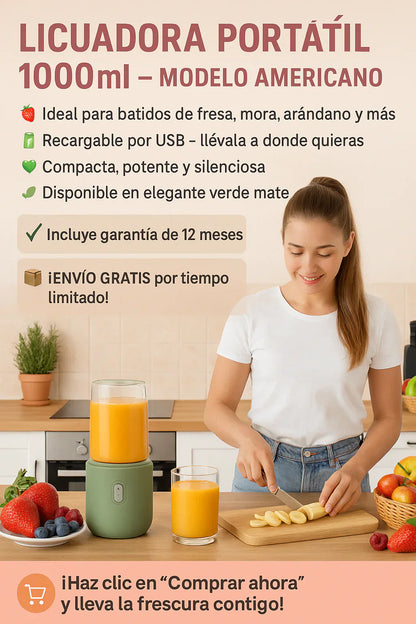 Licuadora Portátil de 500 ml. ¡Tu batido al momento!